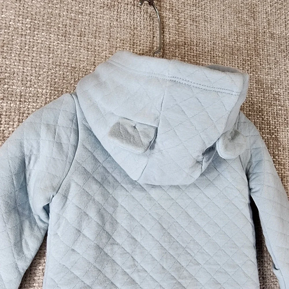 Carters Soft Blue Quilted Snowsuit Winter Outerwear Size 6 Months Hooded NWT